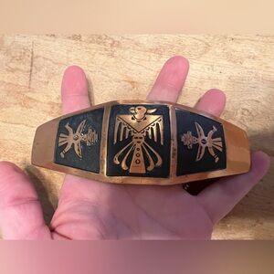 Vintage 1970s Copper Scale Aztec Indian Buckle Southwestern